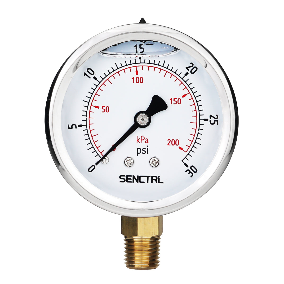 0-30 Psi Glycerine Filled Pressure Gauge, 1/4