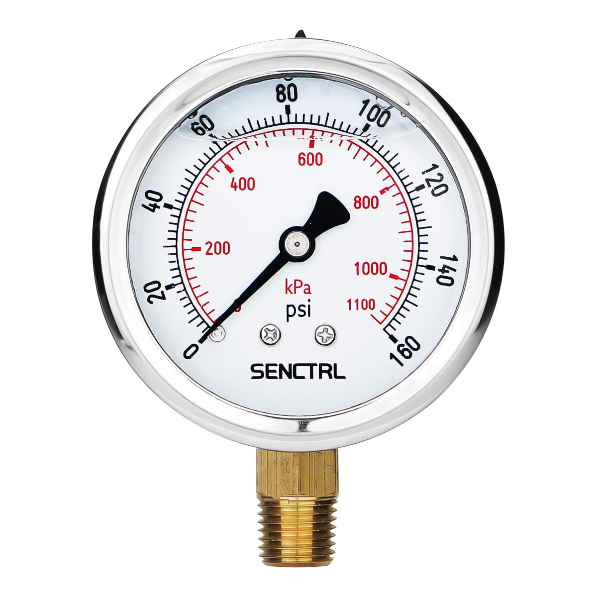 0-160 Psi Glycerine Filled Pressure Gauge, 1/4