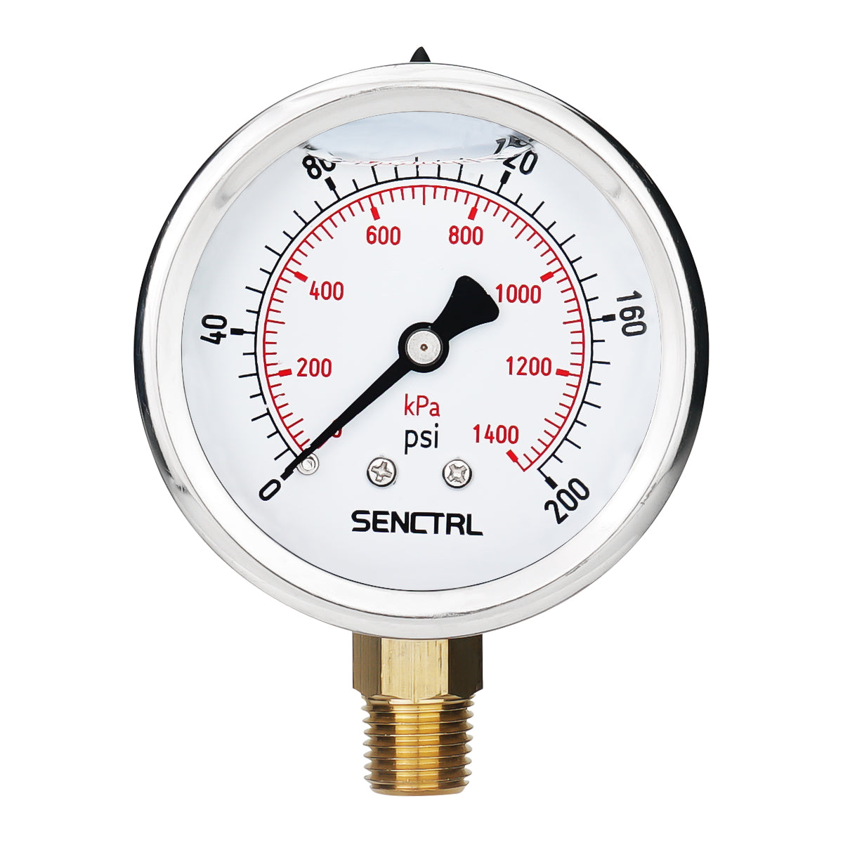 0-200 Psi Glycerine Filled Pressure Gauge, 1/4