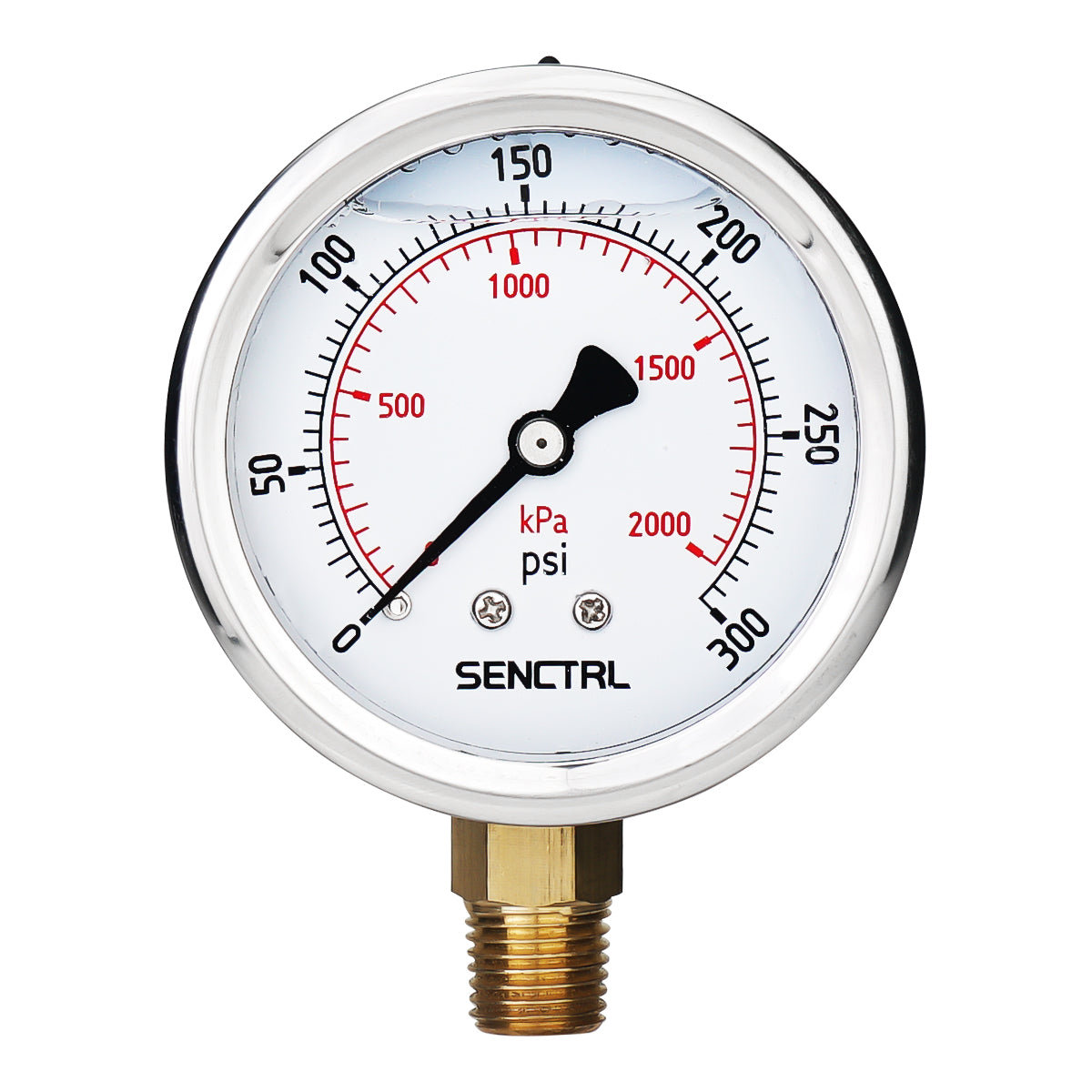 0-300 Psi Glycerine Filled Pressure Gauge, 1/4