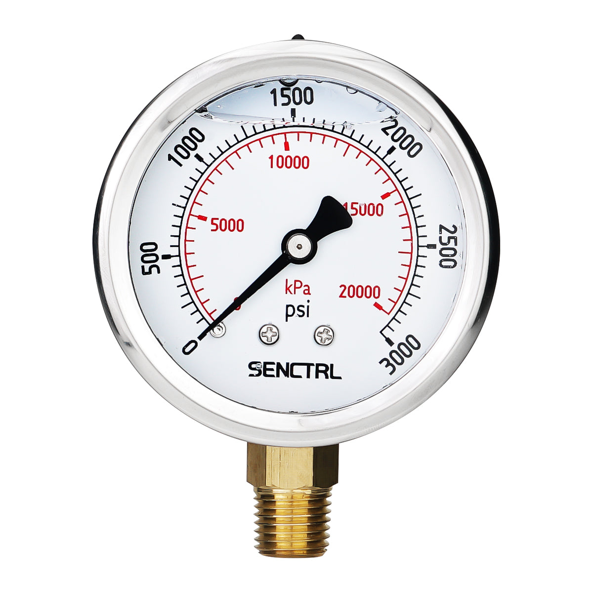 0-3000 Psi Glycerine Filled Pressure Gauge, 1/4