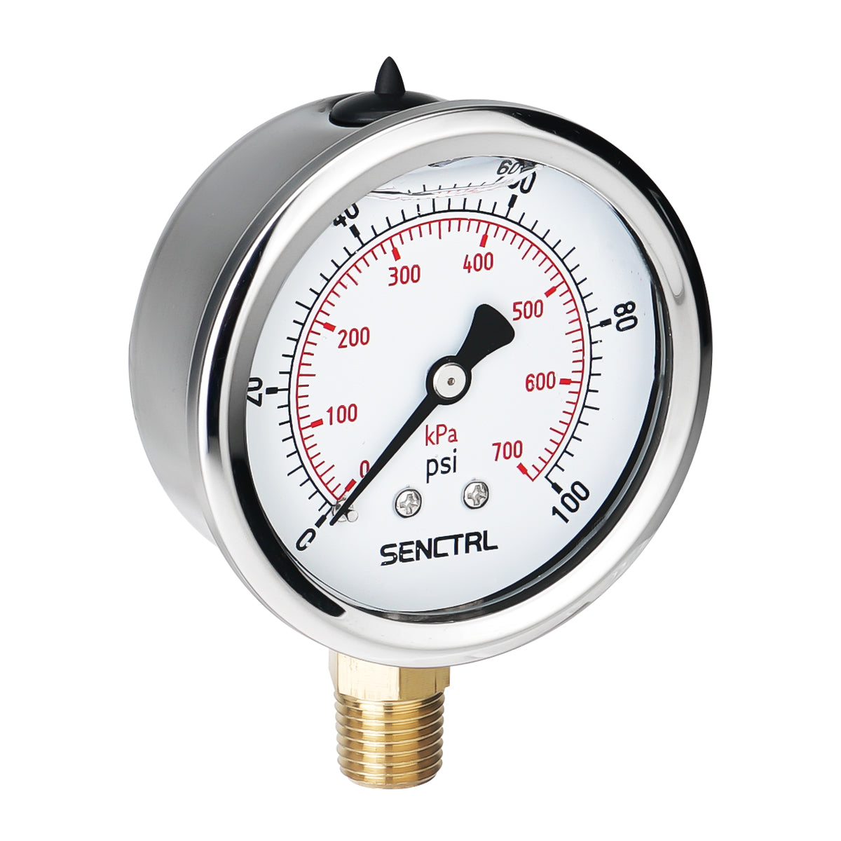 0-100 Psi Glycerine Filled Pressure Gauge, 1/4