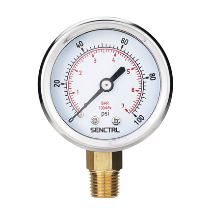 PRV-Tex 0-100 Psi Pressure Gauge, 1/4" NPT, 2" Dial