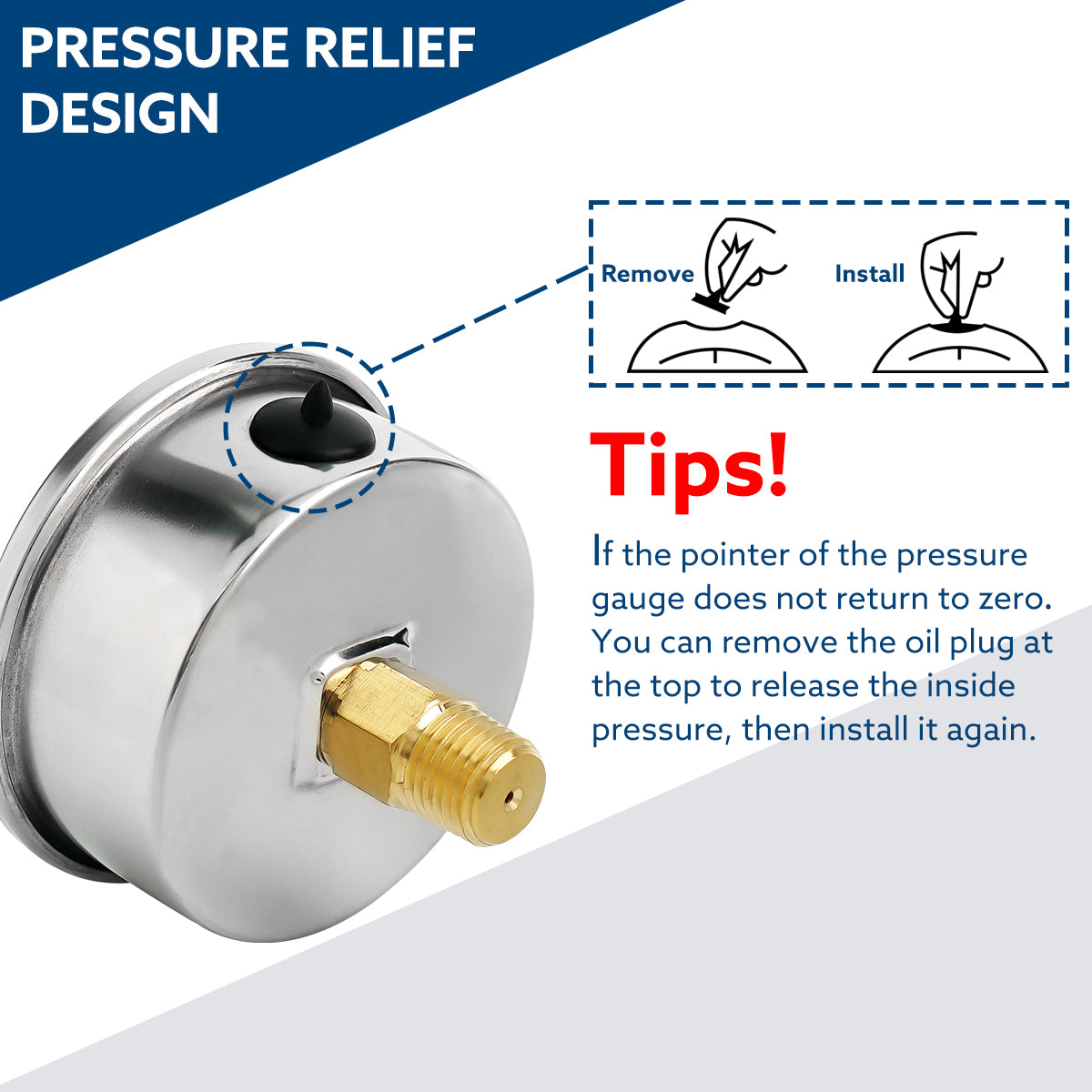 0-100 Psi Glycerine Filled Pressure Gauge, 1/4